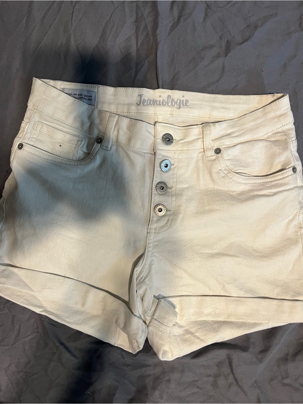 White High-Rise Button-Fly Women's Shorts